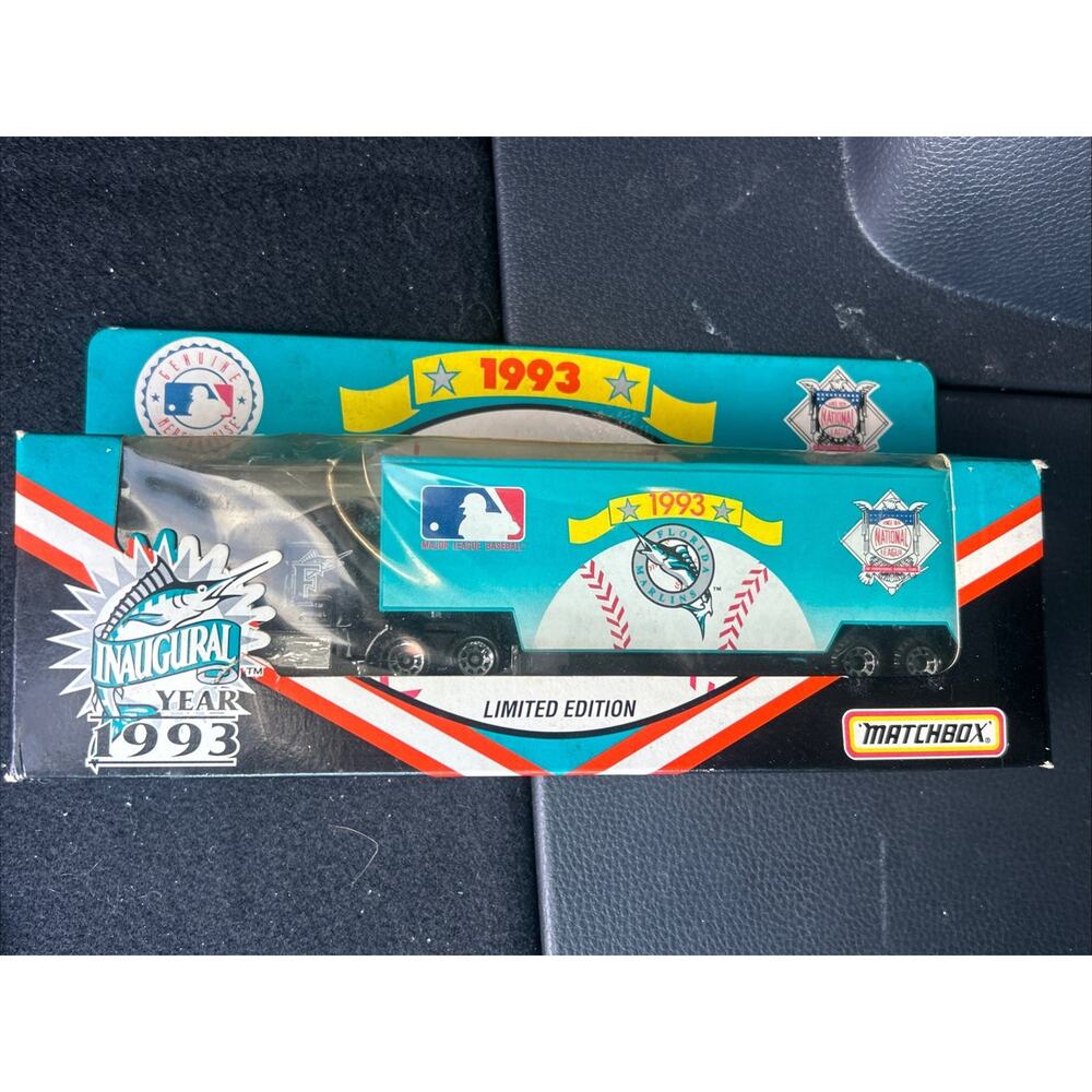 NIB Vintage 1993 Matchbox Florida Marlins Inaugural Diecast Semi Truck VTG Ford